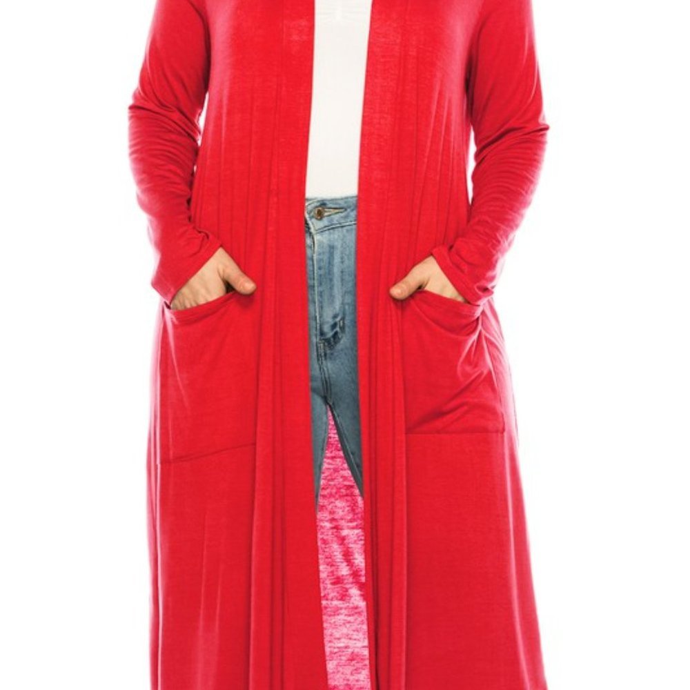 Plus size, solid duster cardigan - Picture 5 of 16